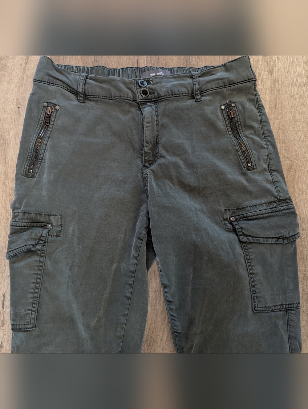 Mos Mosh Olive Green Cargo Pants Utility Style Lyocell/Cotton Blend - Picture 3 of 9